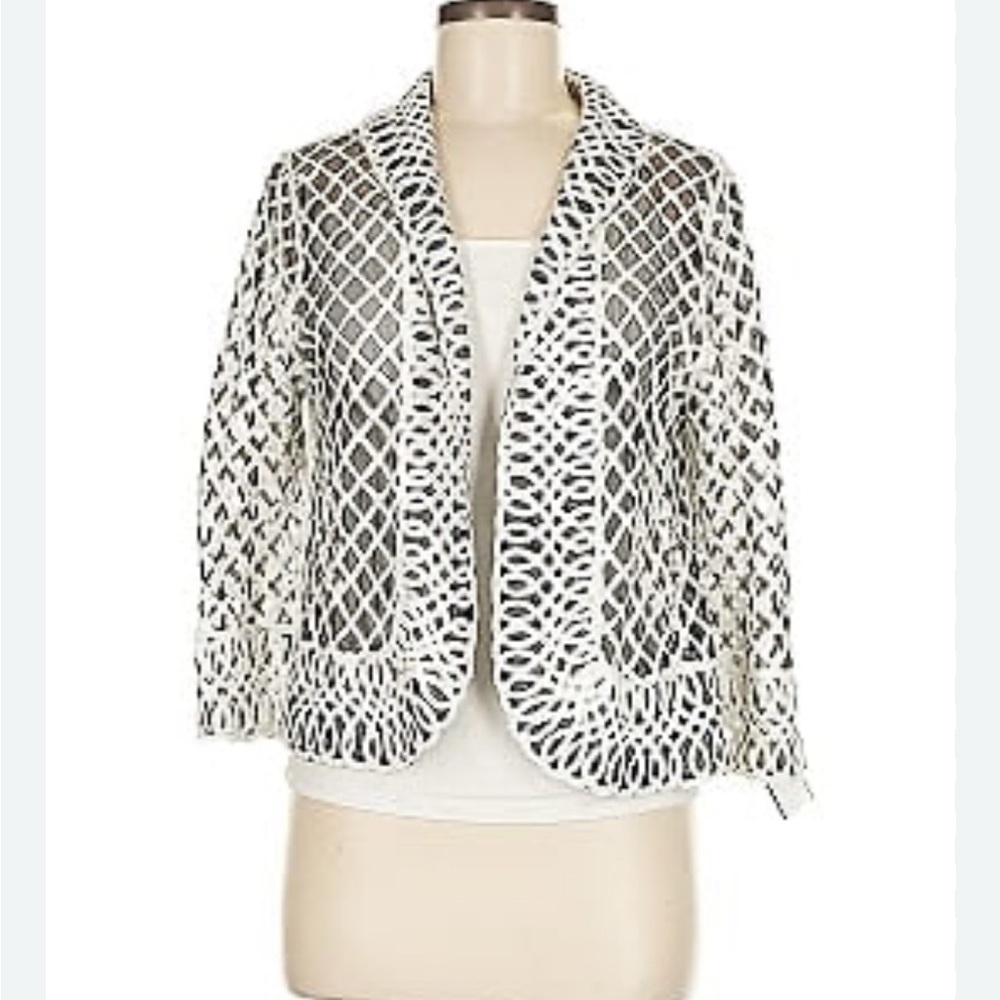Weavz Black and White Crochet Cardigan. Weavz- size M